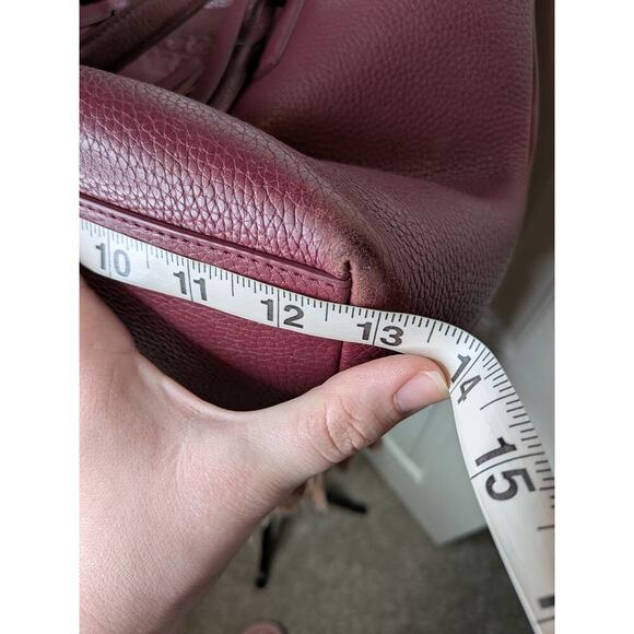 Tory Burch Imperial Garnet Thea Small Leather Tote Shoulder Bag With Tassel - Picture 10 of 10
